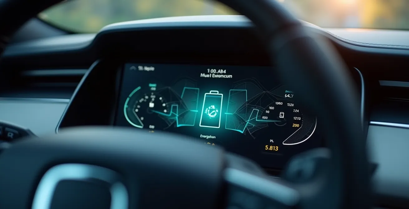 Close-up of PHEV dashboard showing cost savings display