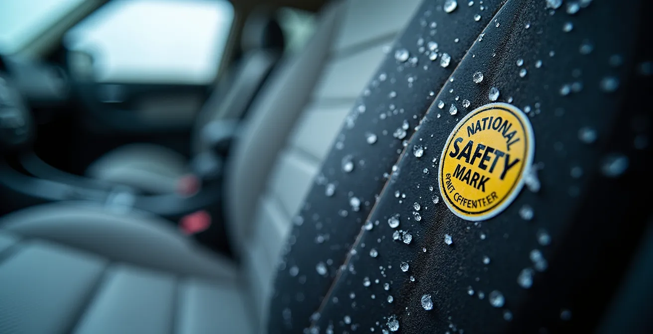 Close-up view of car seat plastic showing wear patterns from Canadian temperature extremes