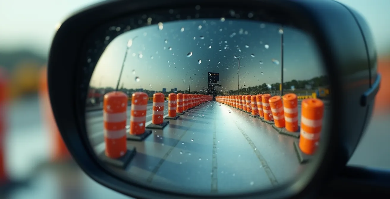 ADAS sensors detecting construction barriers on Canadian highway