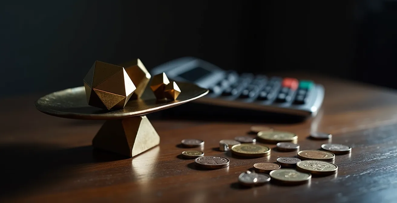 Abstract representation of insurance calculations with geometric shapes